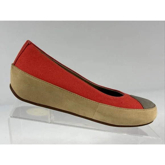 FitFlop Due Canvas Shoes Womens 5.5US 36EU Red Platform Toning Ballet Flats - Picture 4 of 11